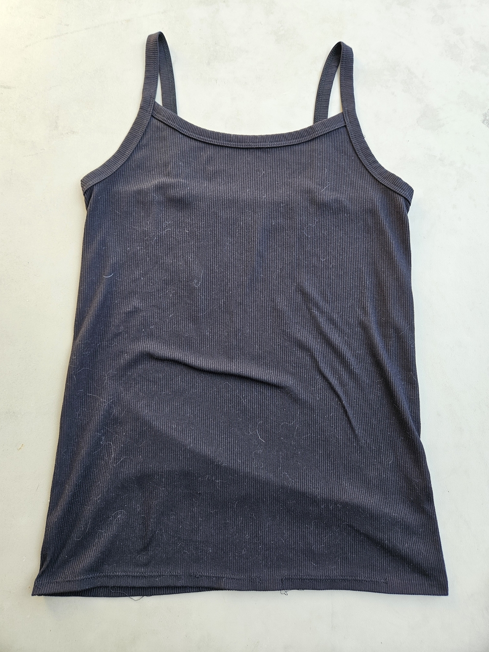 Women's Black Ribbed Cami Tank with Slim Straps